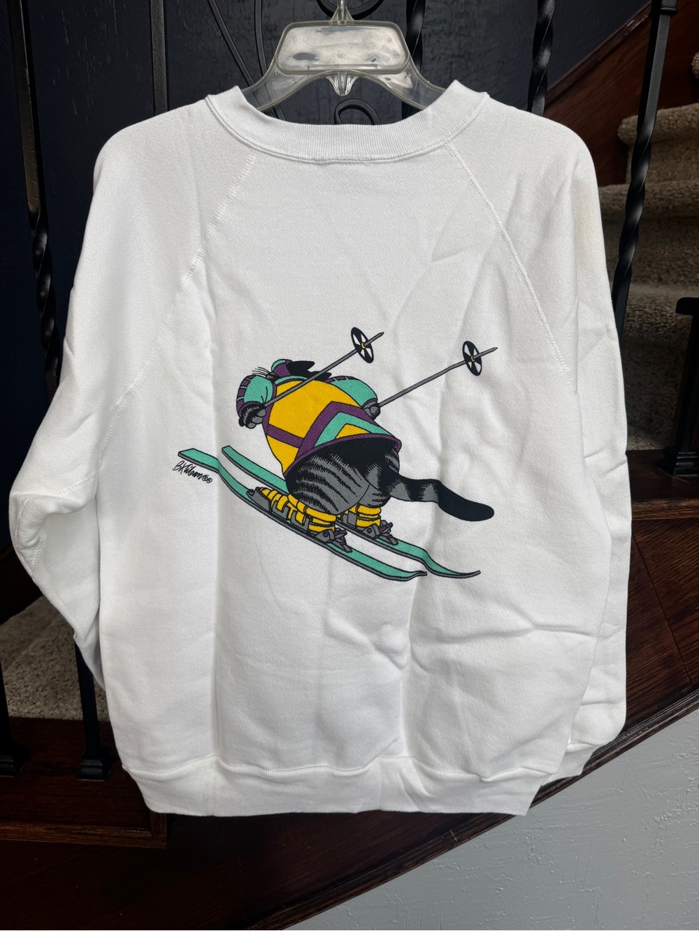 Vintage 70s Rare Large Crazy Shirts Hawaii B. Kliban Ski Cat Sweatshirt - Picture 11 of 13